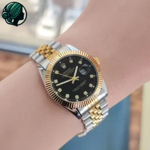 ساعت مچی رولکس دیت جاست زنانه صفحه مشکی